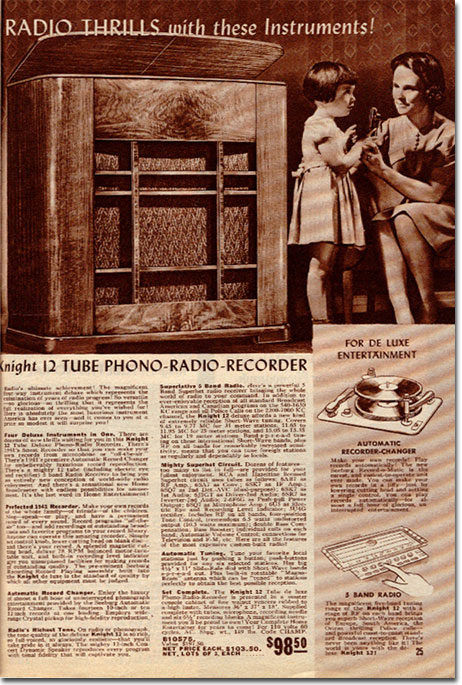 picture of page from 1941 Allied Radio catalog. In selling duplicate catalogs on ebay, we were contacted by the lady who is the little girl in the above ad. She is looking for more copies of this catalog to give to her children.