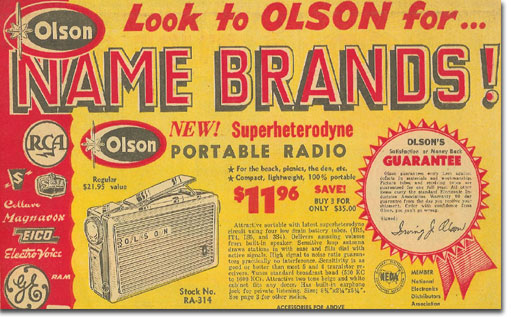 picture of 1958 Olson Radio catalog