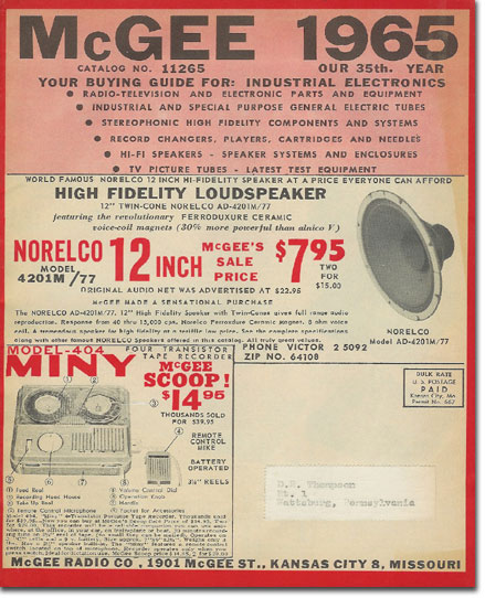 picture of the cover of the 1965 McGee Radio catalog