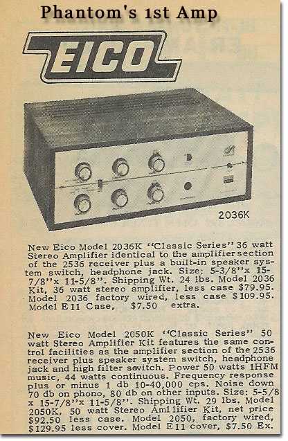 picture of the Eico 8020 in 1965 McGee catalog.  This was Phantom's first amp in'65.
