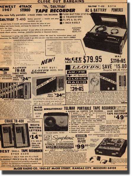 picture of recorders from the 1968 McGee catalog