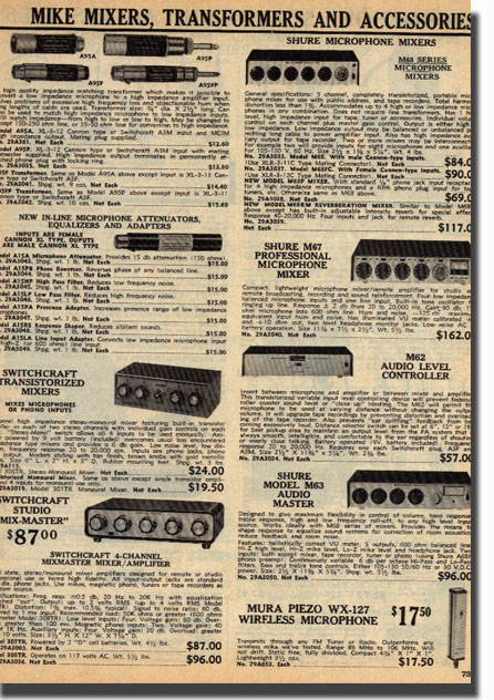 picture of recording mixer  items from the 1971 Burstein Applebee catalog