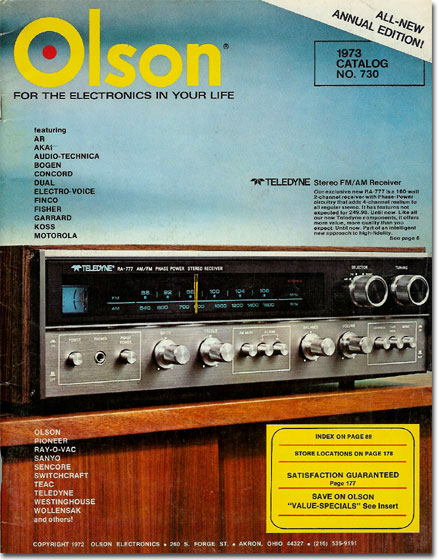 picture of 1973 Olson Radio catalog cover