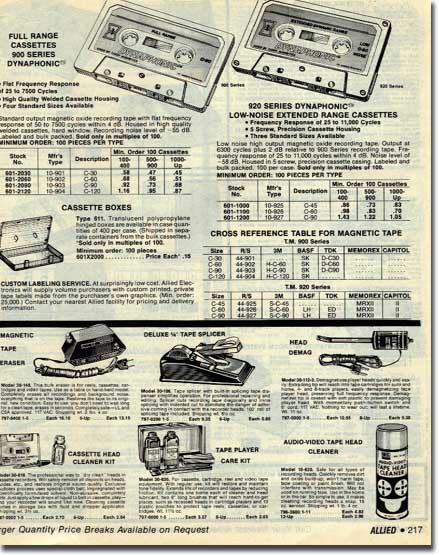 picture of tape recorder items in 1978 Allied catalog