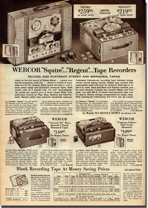 picture of 1964 Montgomery Wards catalog page showing the Webcor Squire