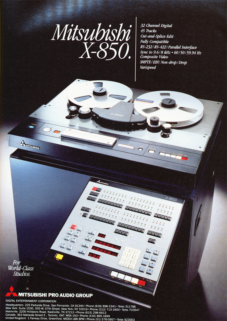 1986 ad for the Mitsubishi X-850 professional reel to reel tape recorder  in Reel2ReelTexas' vintage recording collection