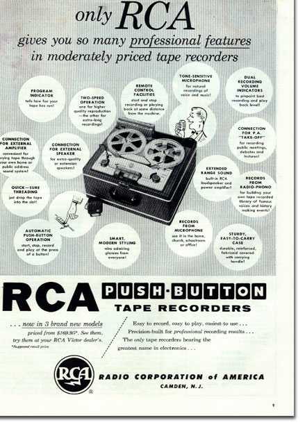 1954 RCA reel to reel tape recorder ad in the Phantom productions' vintage recording collection