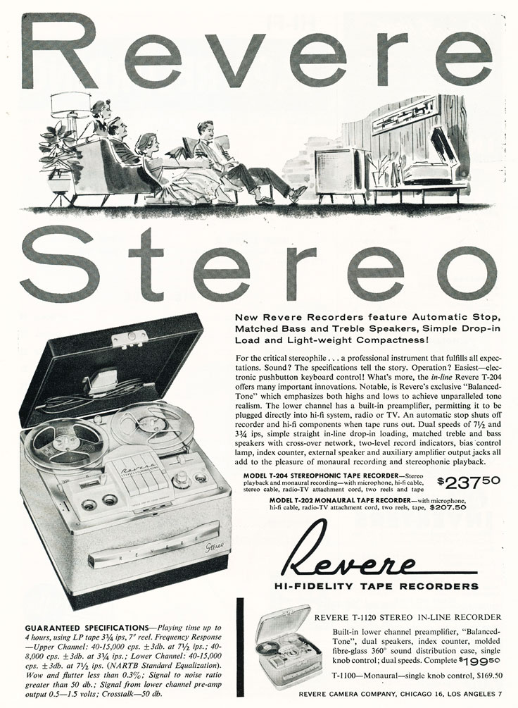 1959 ad for Revere reel to reel tape recorders in   Reel2ReelTexas.com's vintage recording collection