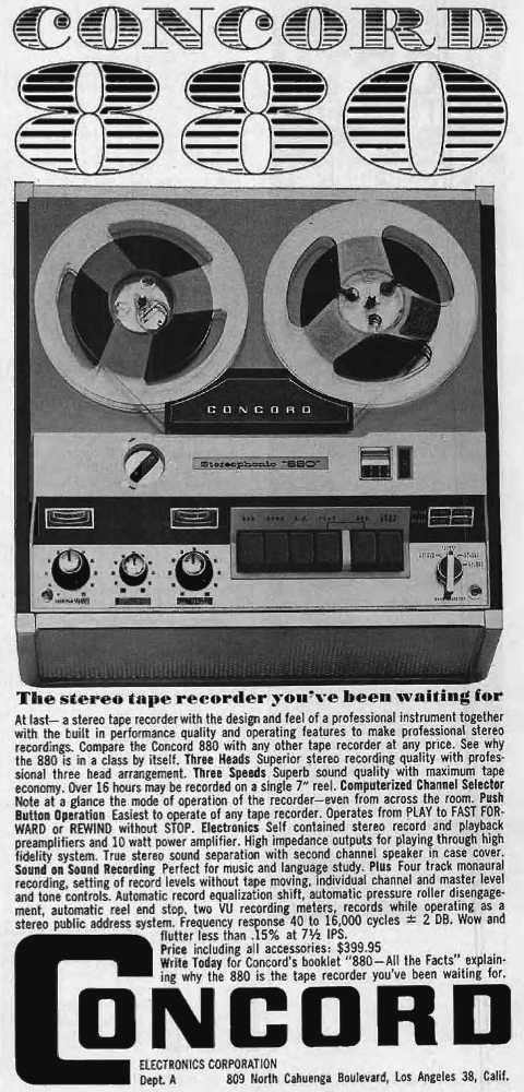 Concord 401 Portable Stereo Tape Recorder Manual