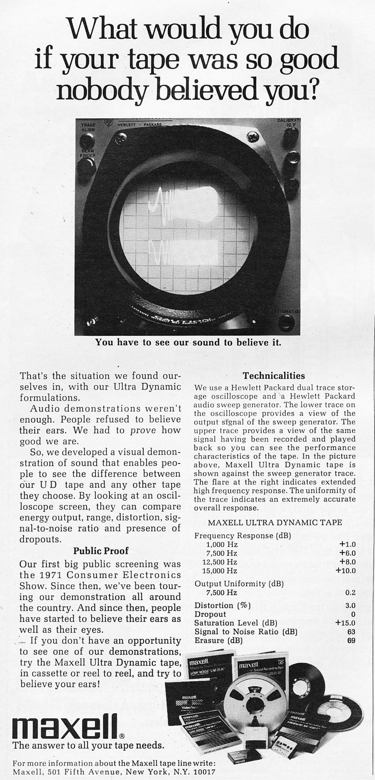 1972 ad for Maxell recording tape in the Reel2ReelTexas.com vintage recording collection