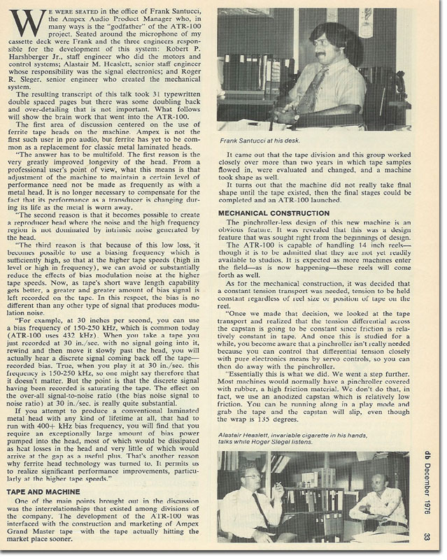 picture of 1976 article on the making of the Ampex ATR-100
