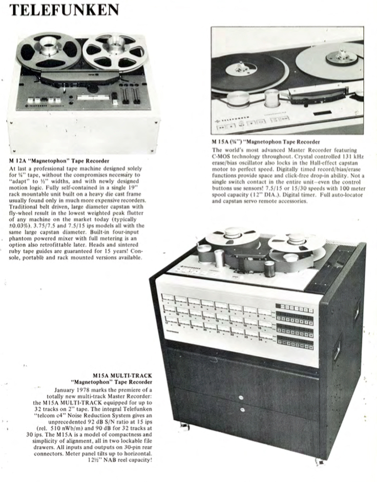 1978 Gotham audio broshure featuring Neumann and Telefunken products