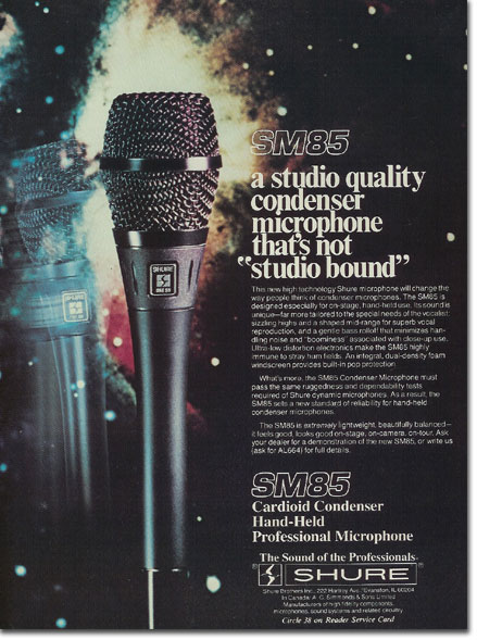 picture of 1982 Shure SM85 microphone ad