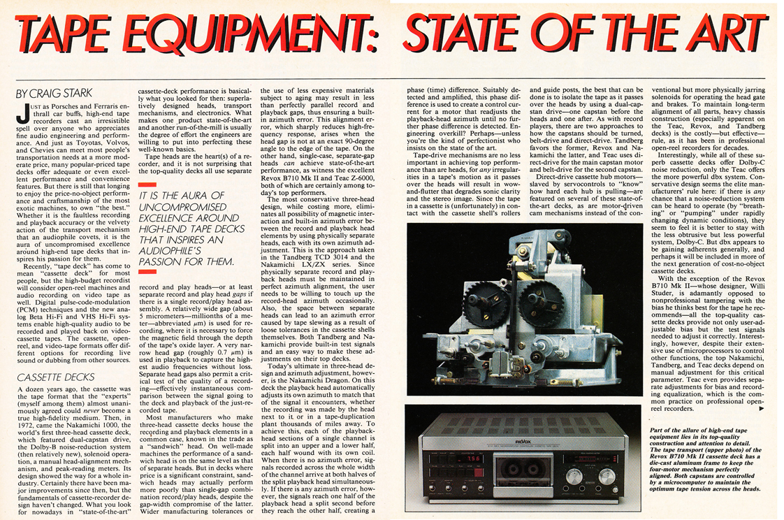 State of the Art Tape Equipment in the March 1984 Stereo Review Tape issue in Reel2ReelTexas.com's vintage recording collection