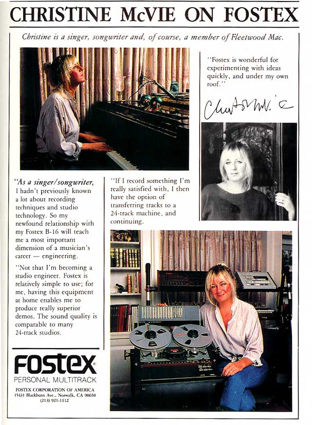 1986 Fostex B-16 ad featuring Christine McVie  in Reel2ReelTexas' vintage tape recorder collection