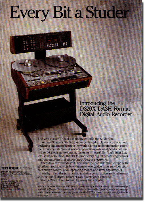 picture of Studer reel tape recorder ad from 1987
