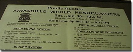 picture of Poster for the public auction for the Armadillo World Headquarters