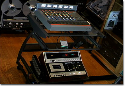 picture of Fostex 350 8 channel audio microphone mixer with Marantz 5420 mixer and cassette recorder