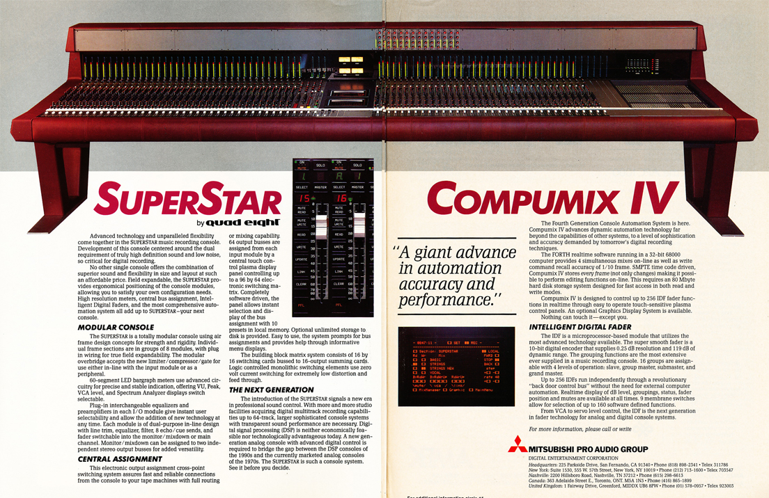 1986 ad for the Mitsubishi Super Star recording console in Reel2ReelTexas' vintage recording collection