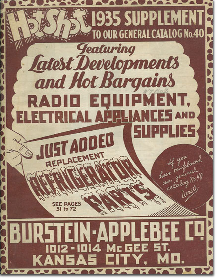 picture of cover of the1935 Burstein Applebee Radio catalog