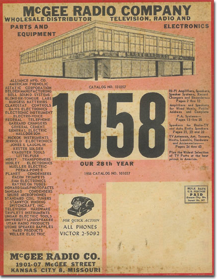 picture of 1958 McGee radio catalog