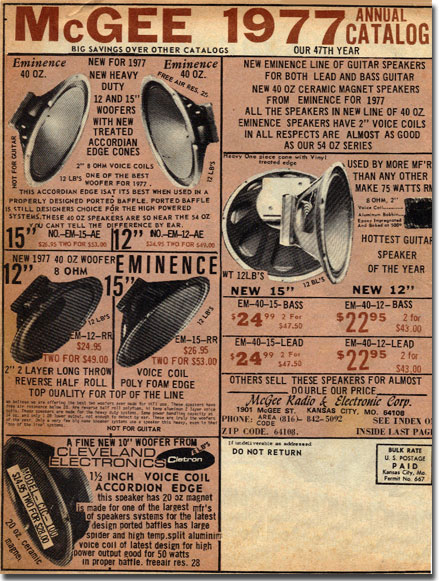 picture of cover of 1977 McGee radio catalog