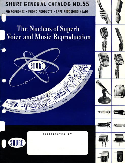 1955 Shure microphone and recording head brochure in Phantom Productions' vintage tape recording collection