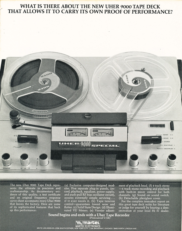 1965 ad for Martel Uher reel to reel tape recorders in Reel2ReelTexas.com's vintage recording collection