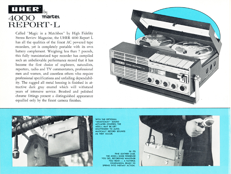 1966 Uher reel tape recorder brochure Model 4000 Report L in Reel2ReelTexas.com's vintage recording collection