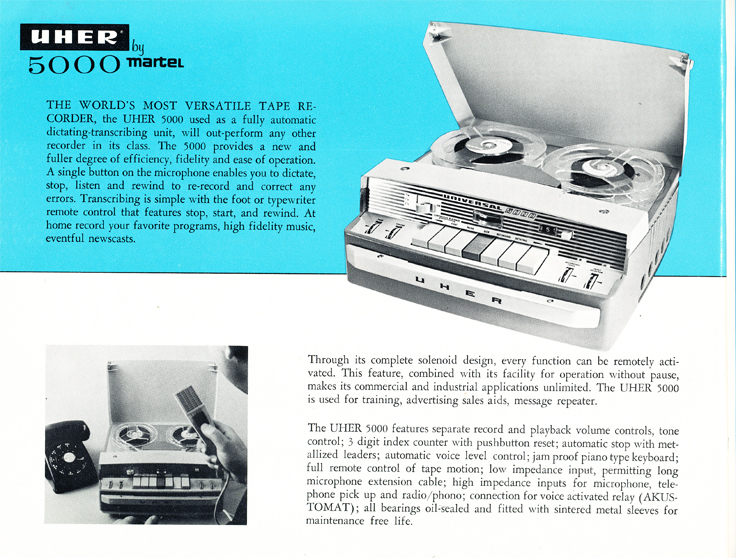 1966 Uher reel tape recorder brochure Model 5000 recorder in Reel2ReelTexas.com's vintage recording collection