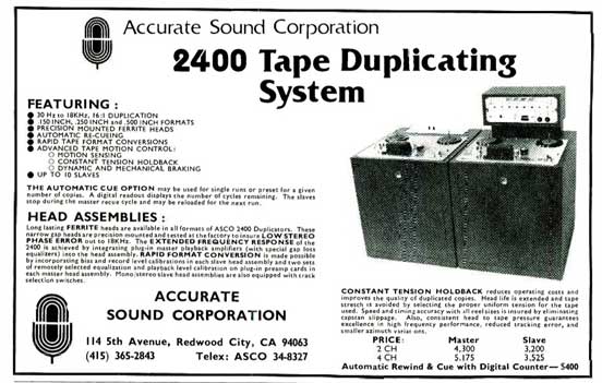 1977 ad for Neumann Disk Mastering System  for sale from Accurate Sound company's catalog in Reel2ReelTexas.com's vintage reel tape recorder collection