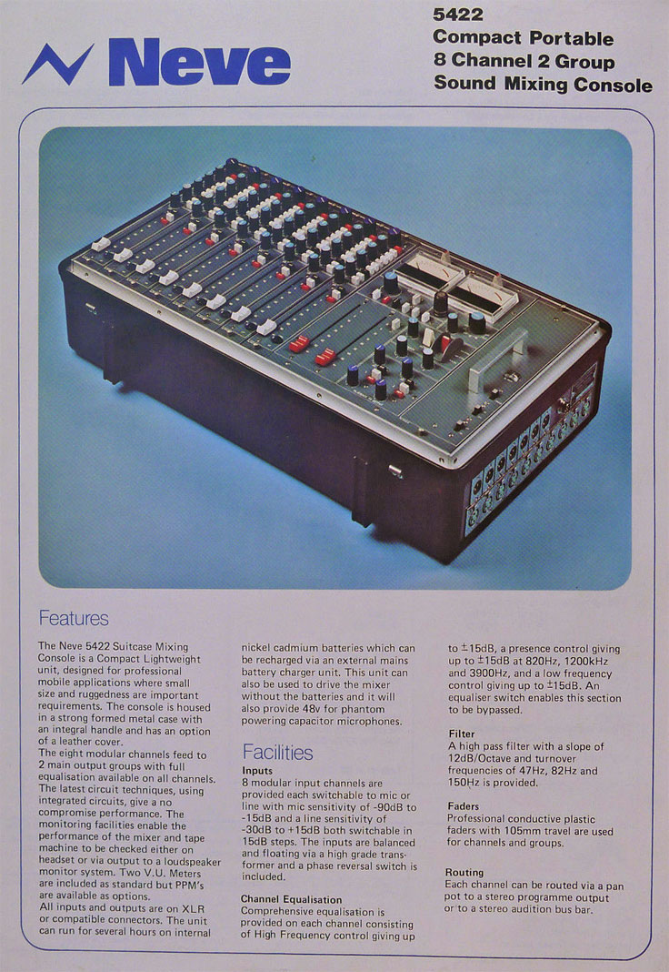 1977 catalog for Neve professional audio products in Reel2ReelTexas.com's vintage recording collection