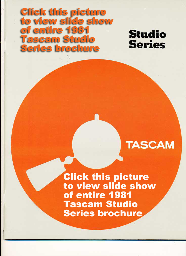 1981 cover of the Tascam Professional Studio Products brochure in the Phantom Productions, Inc.' Reel2ReelTexas  vintage reel to reel tape recorder collection