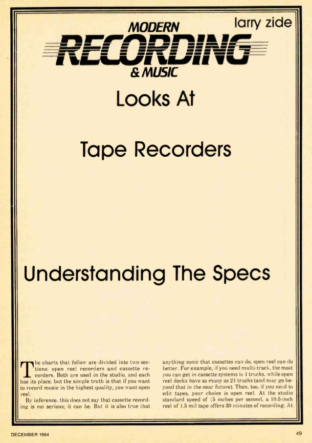State of the Art Tape Equipment in the March 1984 Stereo Review Tape issue in Reel2ReelTexas.com's vintage recording collection