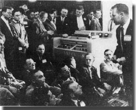 picture of demonstration of early video recorder built by Ampex