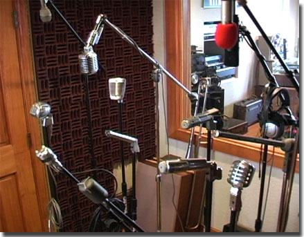 picture of microphones in Phantom's tape recorder museum